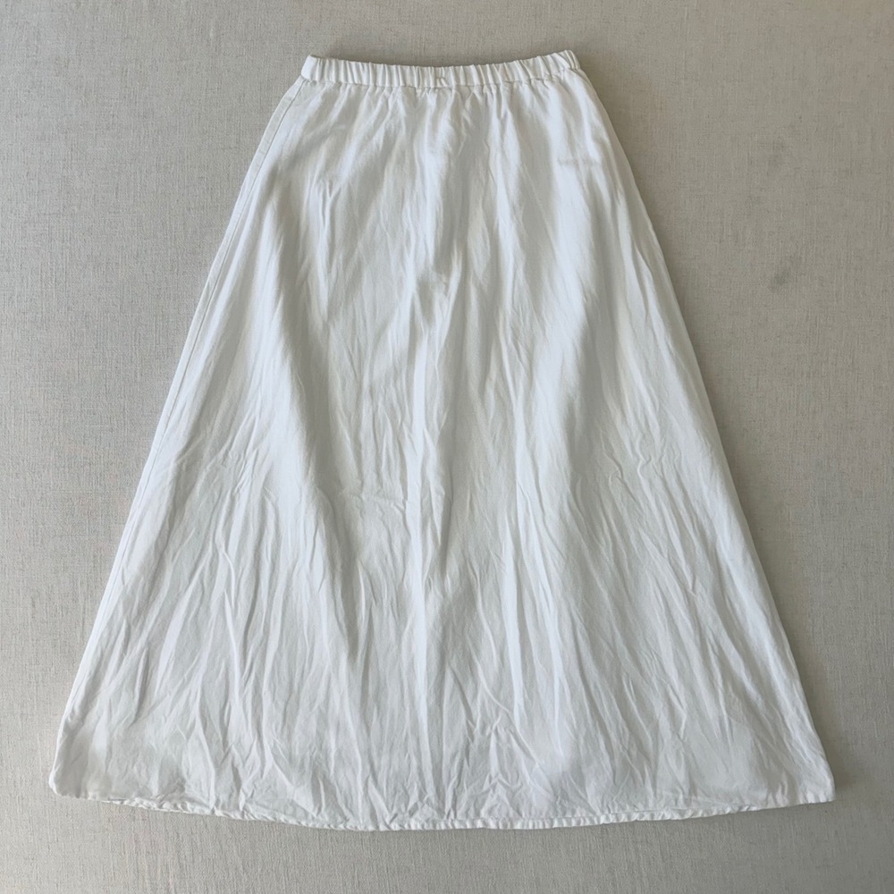 Petal + Pup Midi Skirt Womens XS White Linen Blend Elastic Waist Coastal Chic - Picture 2 of 12